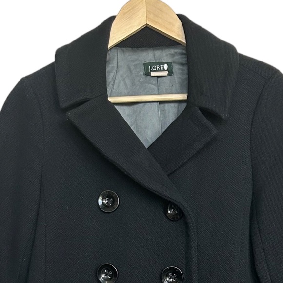 J. Crew Double Breasted Black Wool Peacoat Size 6 - Picture 4 of 16